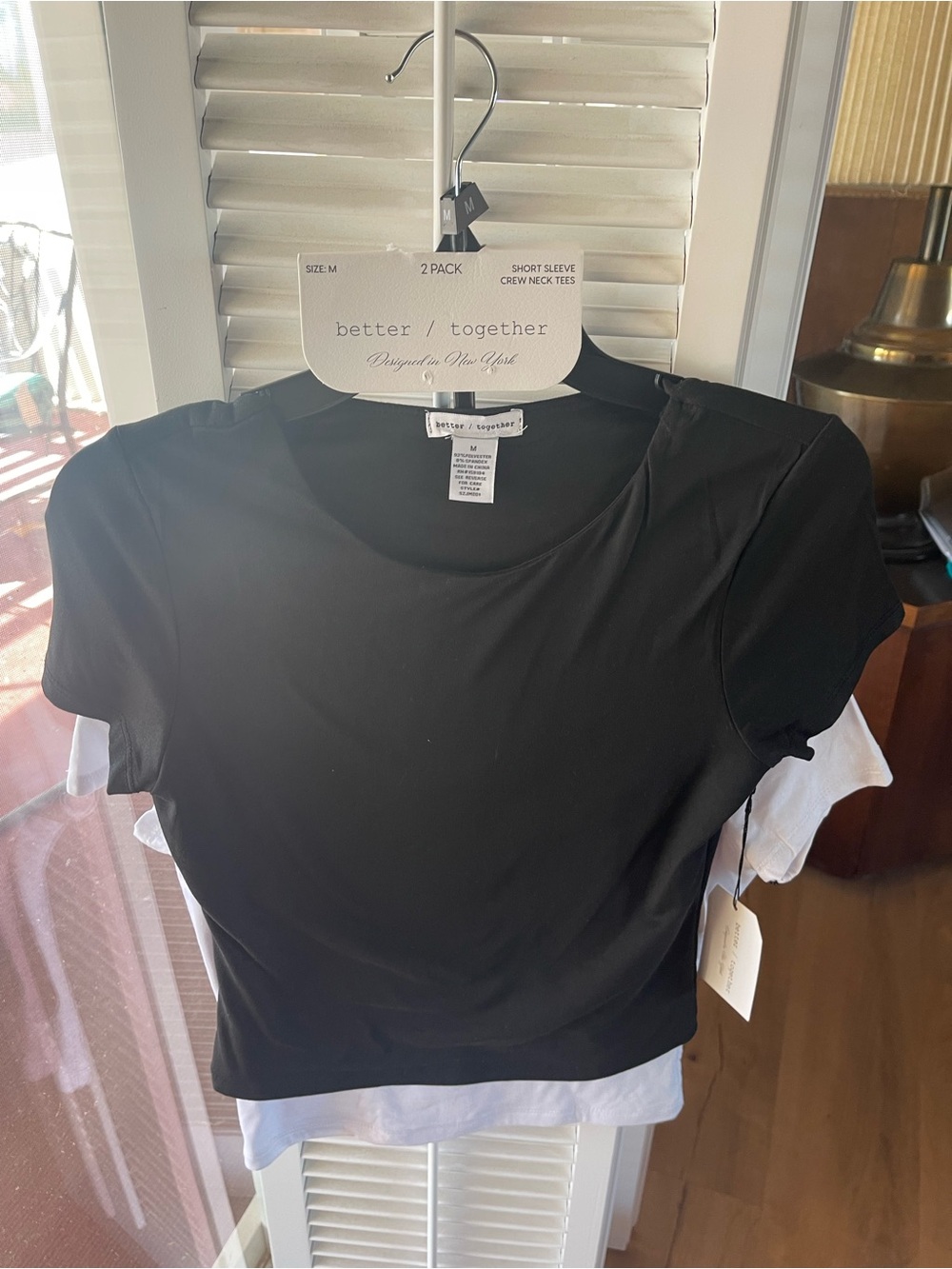 Black Crew Neck Short Sleeve Top - Women's M 2PCK